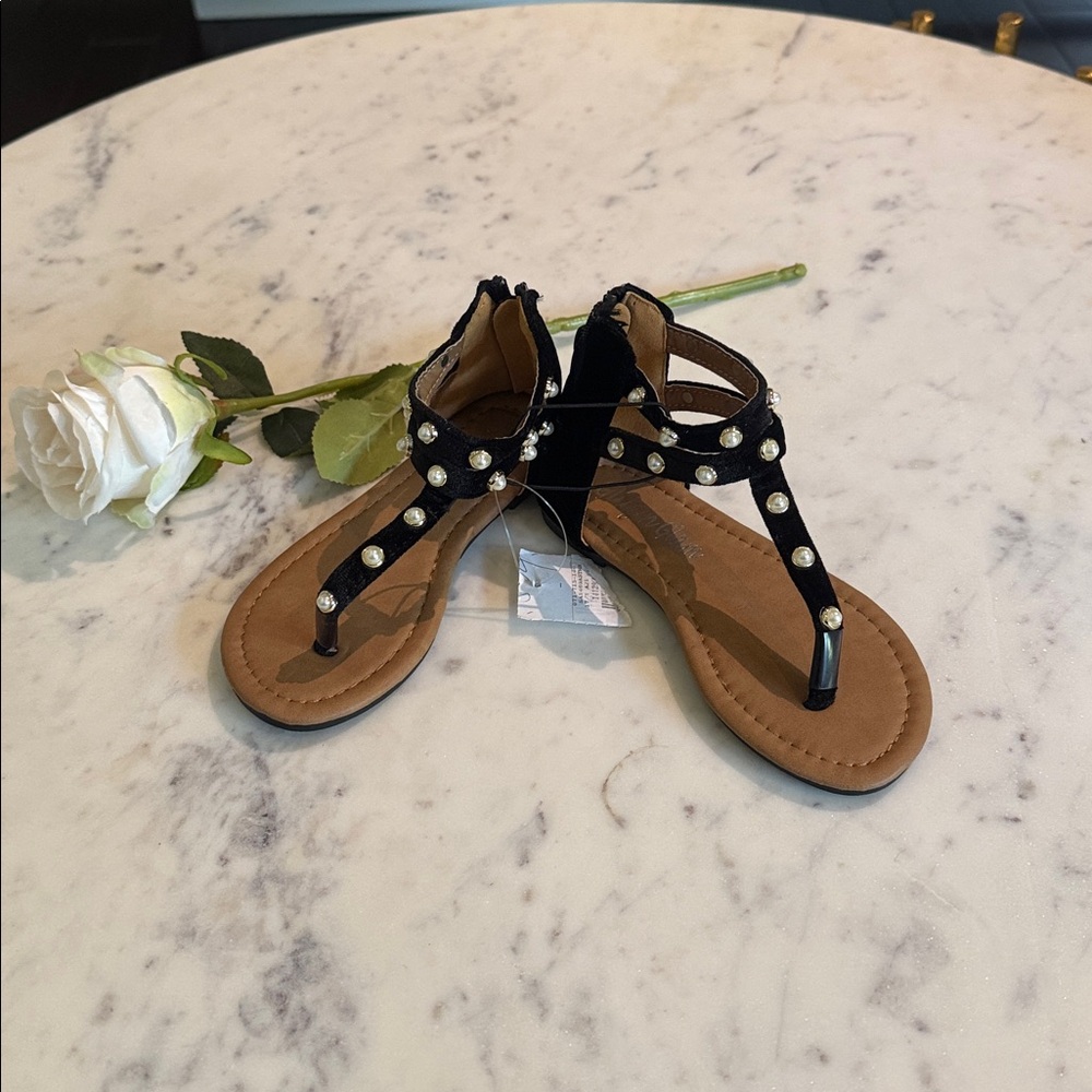 Black Studded Kids Sandals